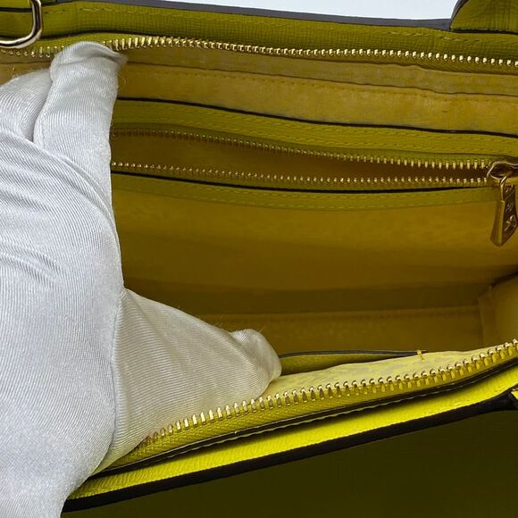 Pre Loved Longchamp Vintage Roseau TopHandle Bag Lime Green Women Yellow - Picture 2 of 8